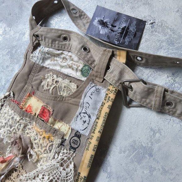 Boho Bag Vintage Lace Rose/magnolia/flower Tassel Cotton Fringe Shabbychic belt - Picture 8 of 15